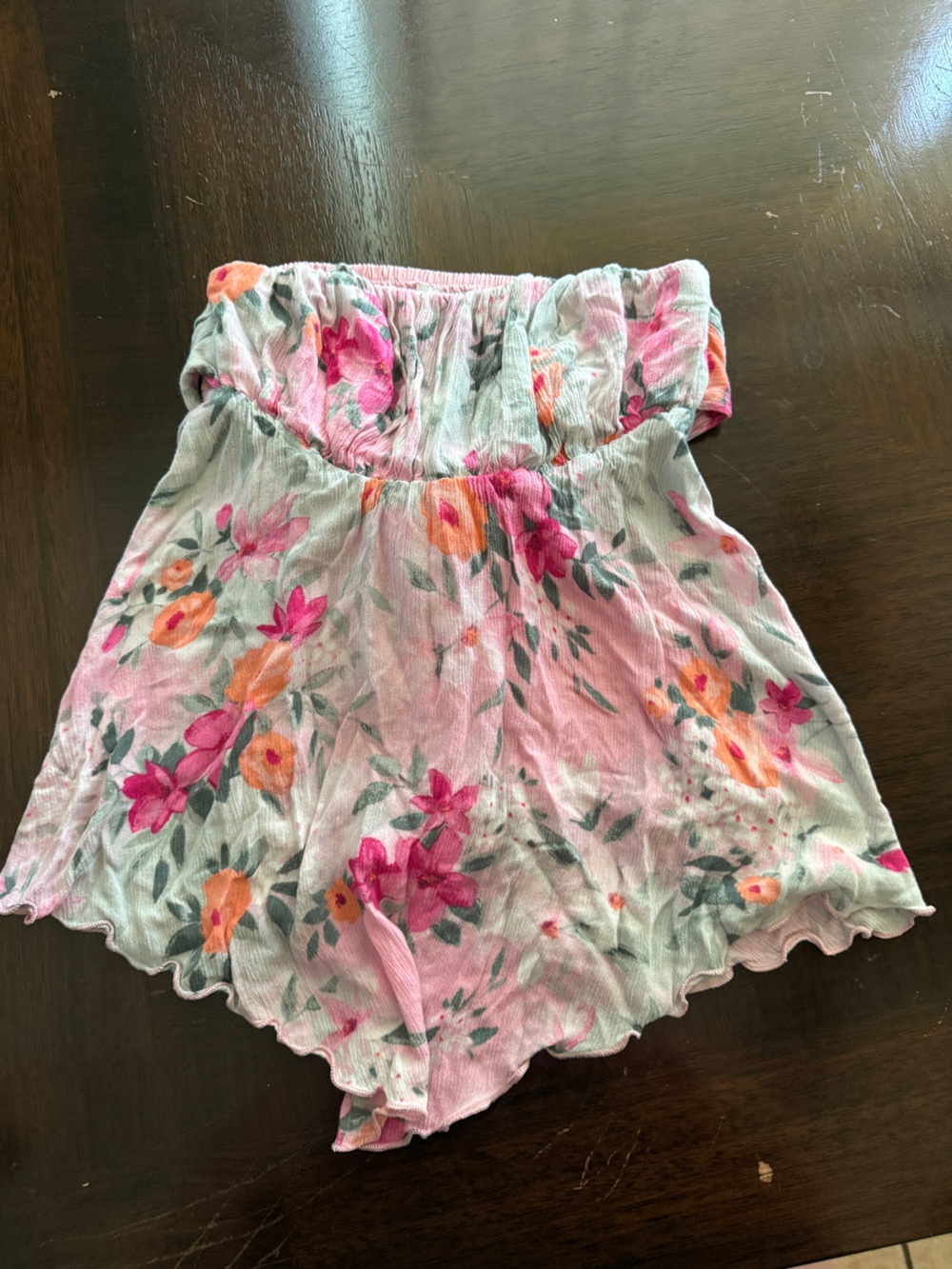 Hollister Pink & Mint Floral Drawstring top